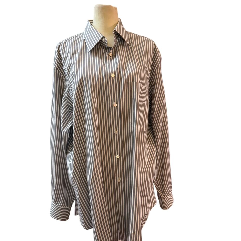 Ermenegildo Zegna Napoli Couture Striped Designer Dress Shirt, Italian, 46/18